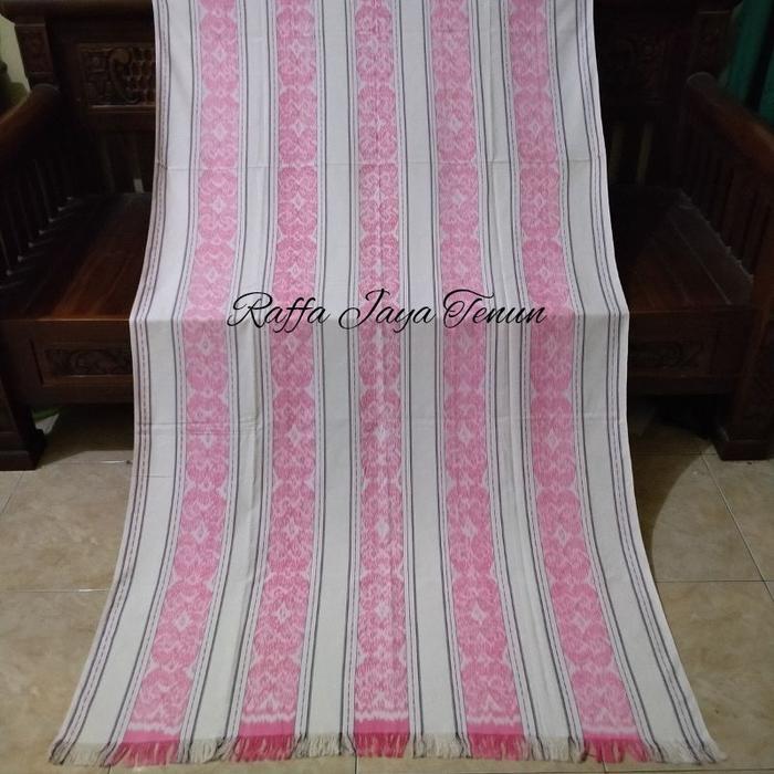 Kain Tenun Blanket Tenun Troso Jepara Halusan Putih Kombinasi Pink