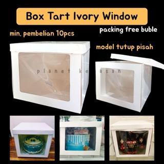 Box tart ivory putih / dus kue ulang tahun putih window tutup pisah / box tart ivory tutup pisah