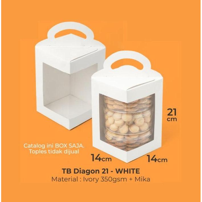 Dus Mika Packaging Toples Kue Kering Isi 3 Ukuran 12x12x20cm Box Jinjing Putih 250 Gram
