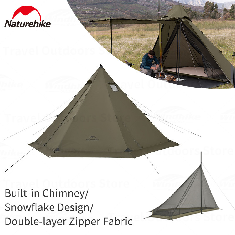 Naturehike Tent Waterproof 210T 2 Person Tent Portable Pyramid Overnight Tent Hiking Teepee Tipi