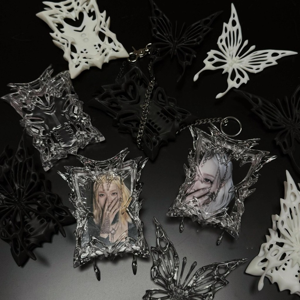 Y2k Aesthetic Photocard Holder 3D Transparent Magnetic Butterfly Kpop 3-inch Card Protector