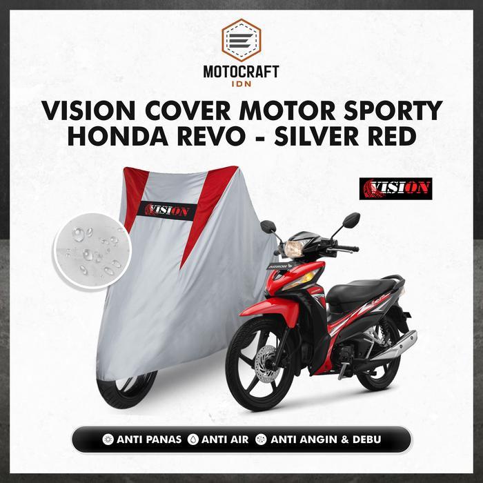 COVER MOTOR SELIMUT/SARUNG MANTEL MOTOR REVO VISION SILVER MERAH