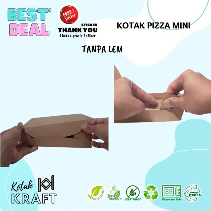 Thebest- Box Pizza Mini Kraft Laminasi, Packaging Souvenir, Dus Donat MIni