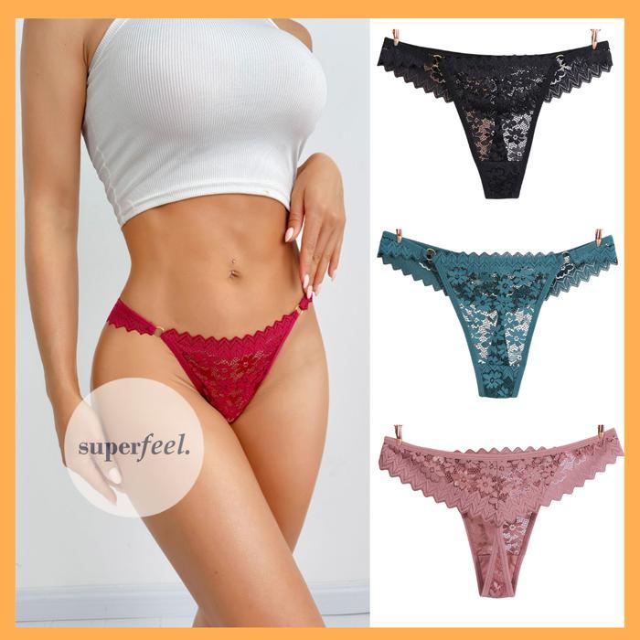 SFL CELANA DALAM WANITA THONG MIDI PREMIUM LINGERIE PANTIES SEGITIGA PANTY BROKAT CD LACE PEREMPUAN