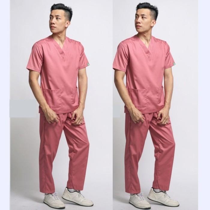 Baju Oka Lengan Pendek Pria Baju Jaga Dokter Perawat Setelan Celana
