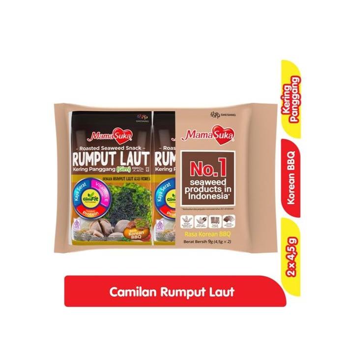 "New" Mamasuka Rumput Laut Panggang Nori Korean BBQ 9 Gram