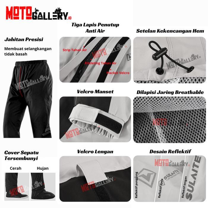 Sulaite Jas Hujan Motor Set Double Furing Waterproof 4 Musim Premium Jaket Poliester Lv4 0901