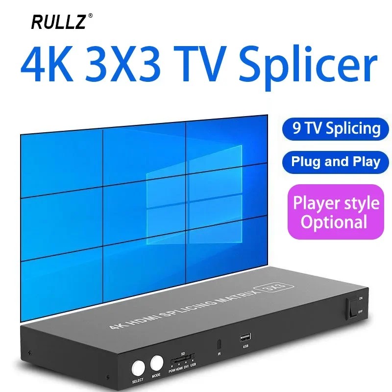 4K 3x3 HDMI Video Wall Controller 2X3 2X2 Multi Monitor Splicing Processor TV Splicer / SD Card USB