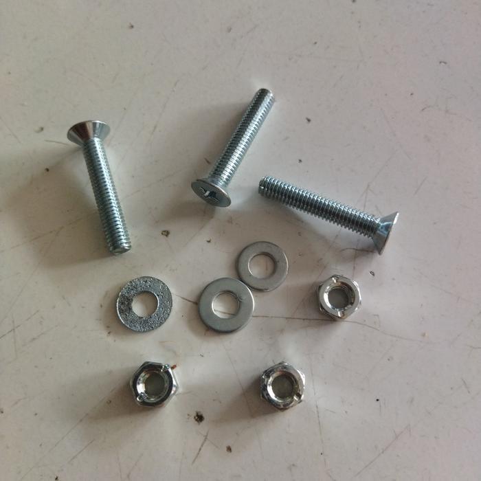 Baut JF+mur+ring plat galvanis m6x20 isi 100