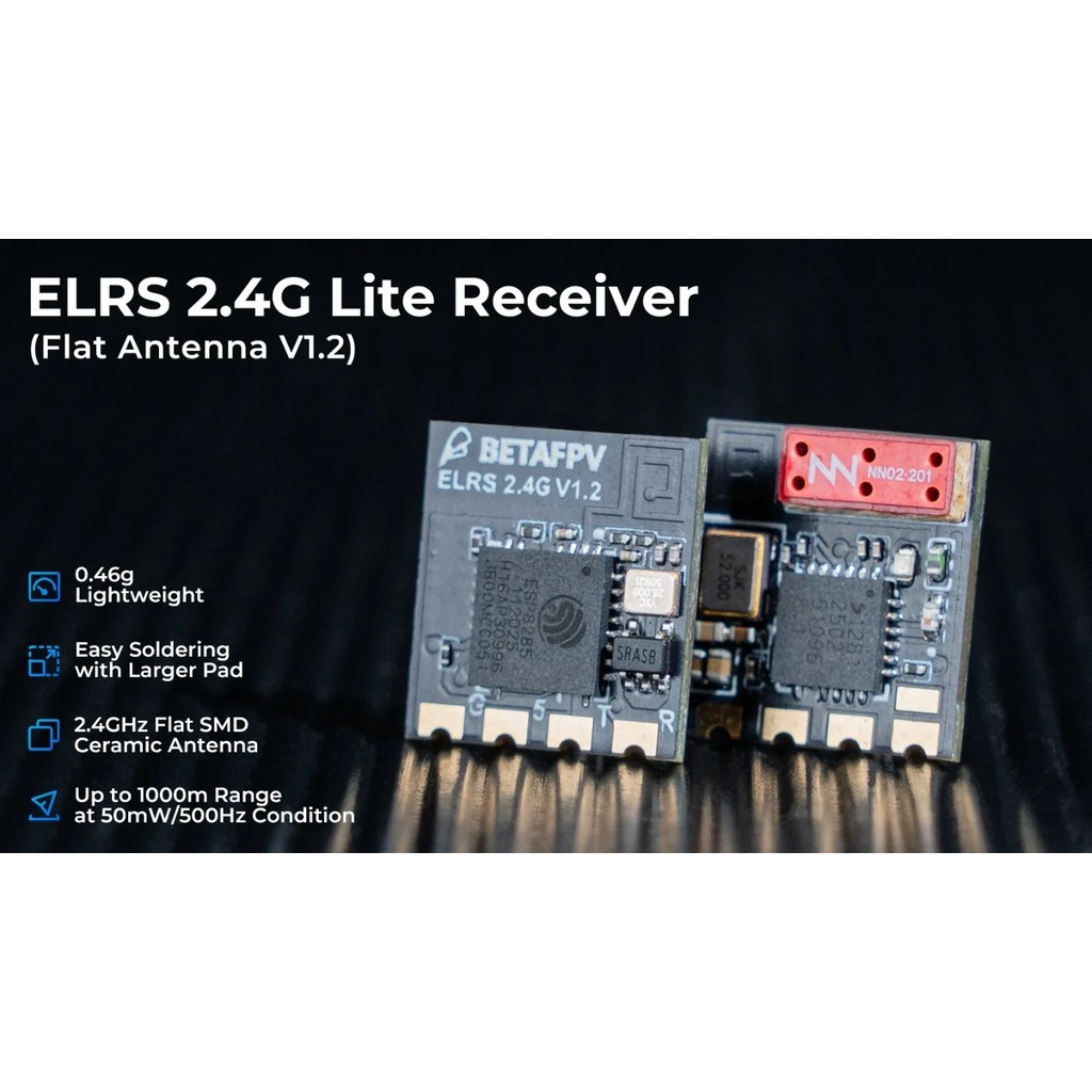 1/2/3 PCS BETAFPV ELRS Lite Long Range Receiver 2.4GHz With Flat+Tower Antenna V1.2 10x10x6mm 5V
