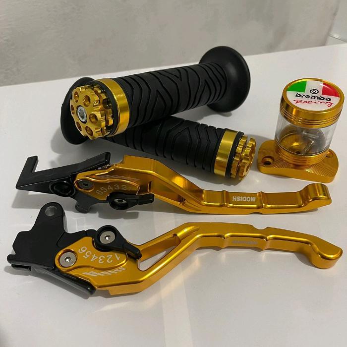 Paket variasi 3in1 / Handle rem CNC + Handgrip jalu ring + Tutup tabung minyak rem variasi / Nmax