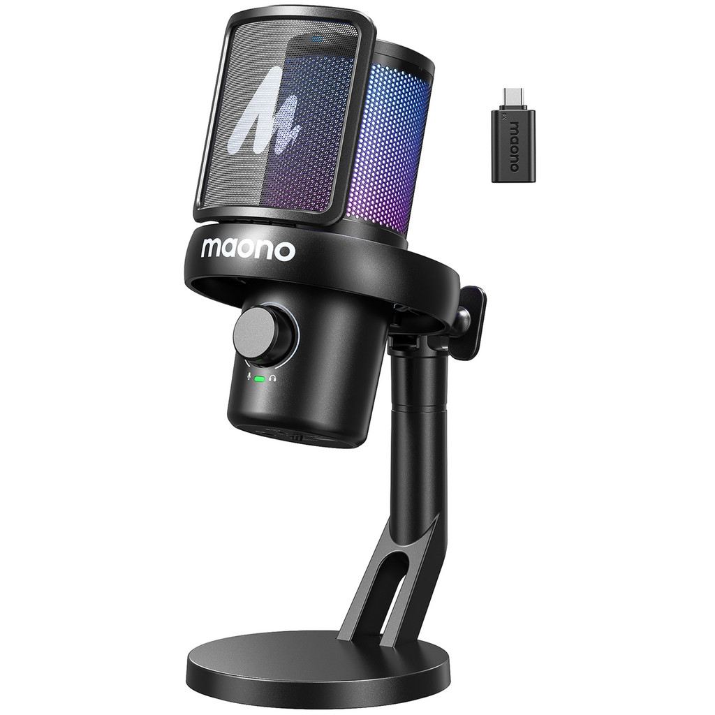 maono DM40 Wireless USB Microphone with AI Voice Changer Noise Reduction Condenser Mic for Gaming