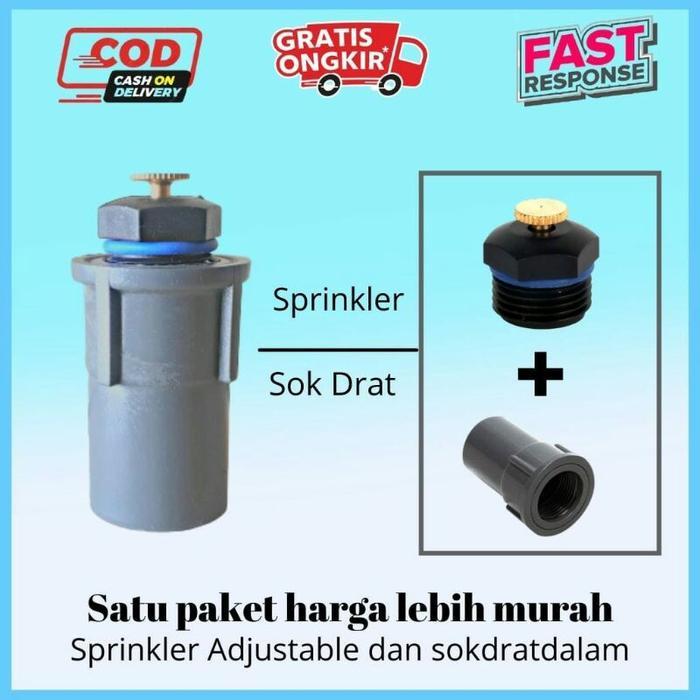 "New" Paket 25pcs Sprinkler Adjustable Sprinkler Taman Sistem irigasi Pertanian + Sok Drat Dalam