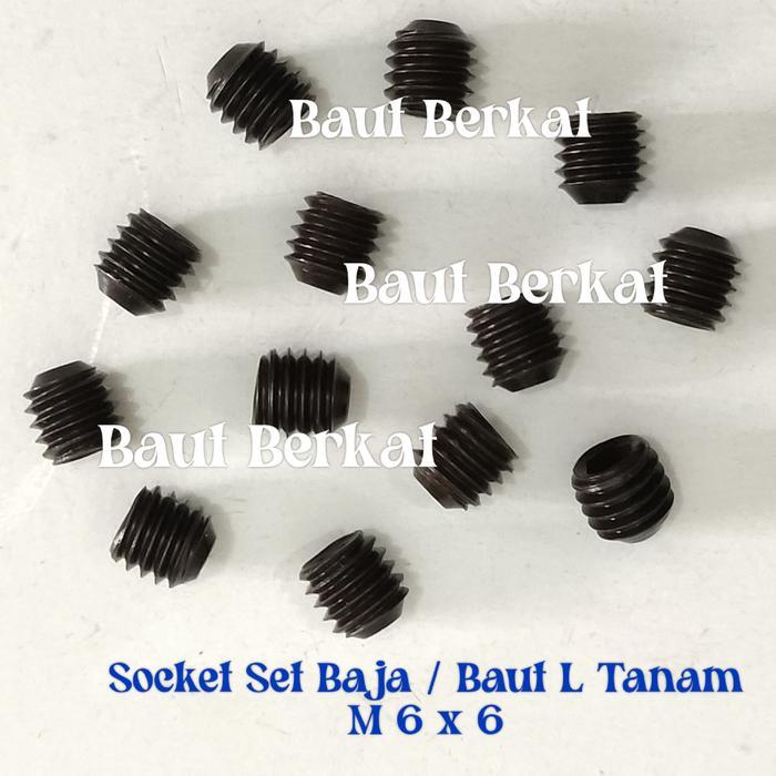 ISI 100 PCS baut tanam 6x6 baut tanam m6 x 6 L-set baja 6x6 socket set screws m6x6