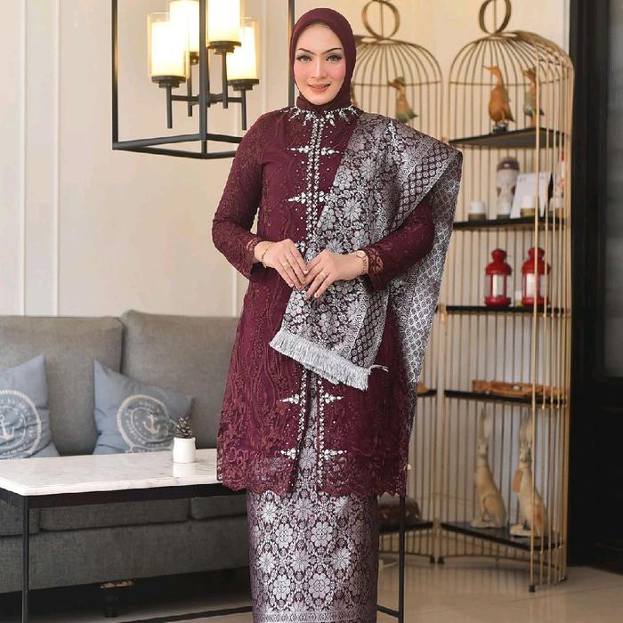 Stelan Songket Selendang Alisha Kebaya Tunik Tille Terbaru Kebaya Tunik Kebaya Kartini Tunik Kartini