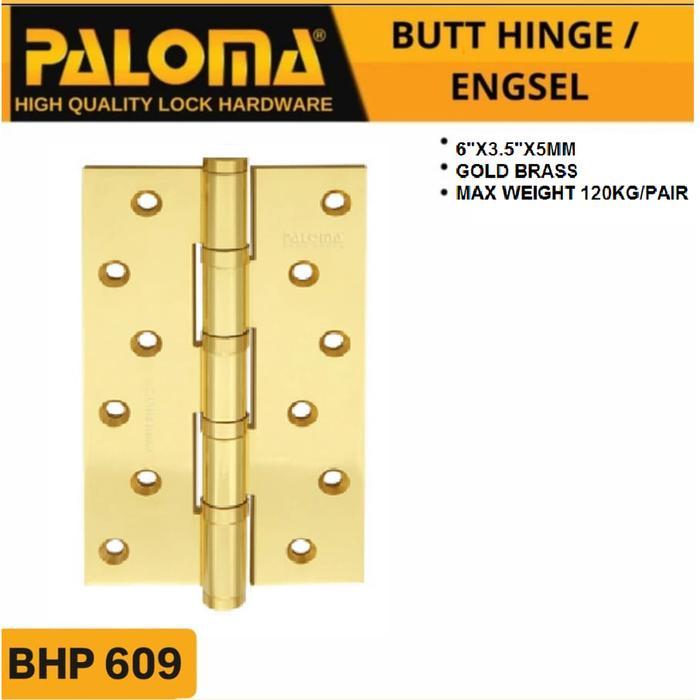 ENGSEL PINTU PALOMA BHP 609 GOLD BRASS 6"X3.5"X5MM