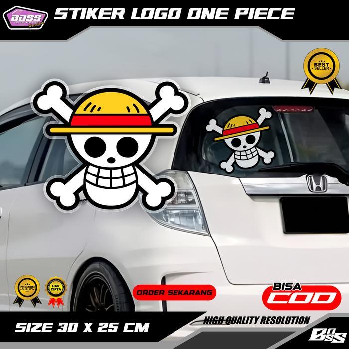 Promoo Stiker Kaca Mobil Logo One Piece / Kaca Mobil / Sudah Cut / Stiker Viral / One Piece Kekinian