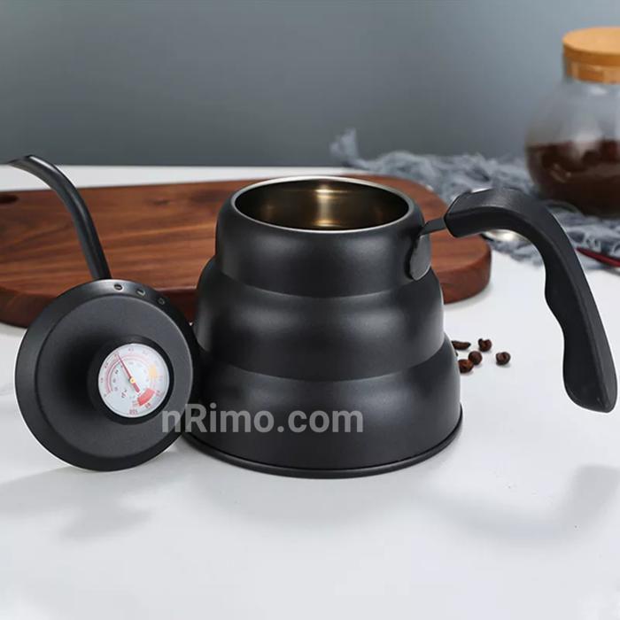 Teko Kopi Leher Angsa Termometer Stainless Steel Gooseneck Kettle Teh