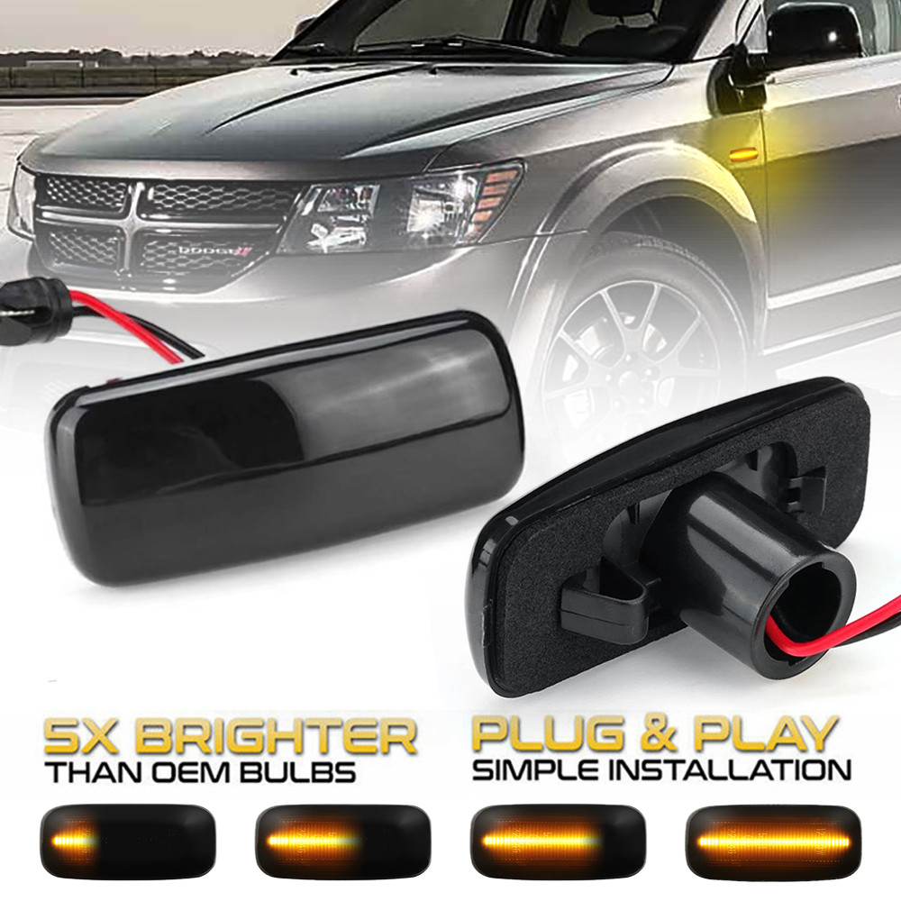 Smoked Dynamic LED Side Marker Turn Signal Lights For Dodge Grand Caravan Journey Charger LX Avenger