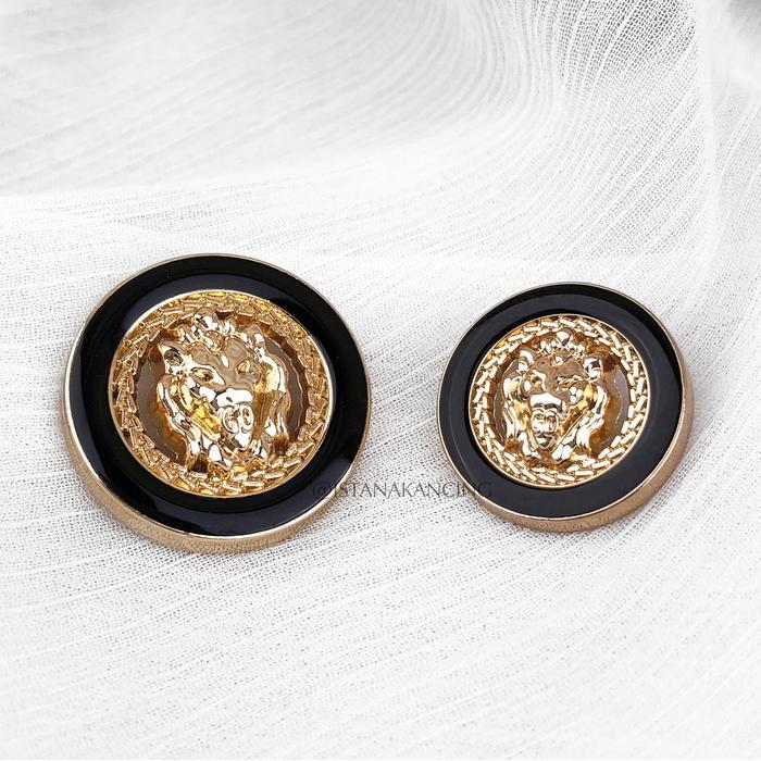 Kancing Baju Blazer Jamur Mewah Hitam Gold Istana Kancing