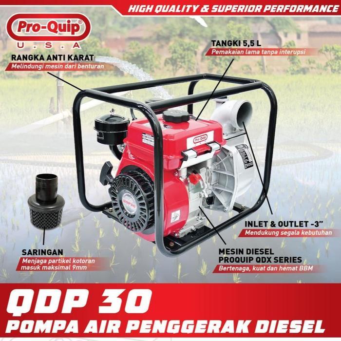 Mesin Alkon Pompa Air Sawah Diesel PROQUIP QDP30 Pompa Air Irigasi Solar PRO-QUIP PDP-30