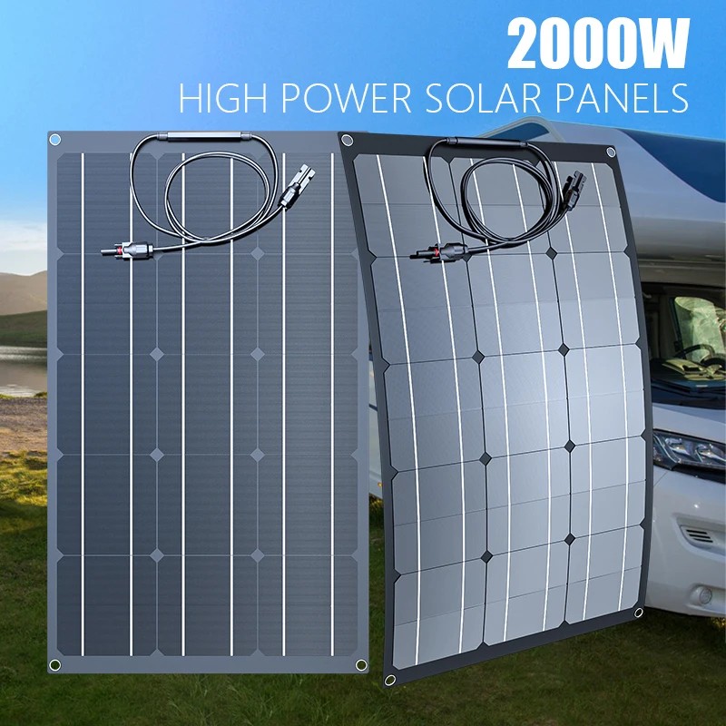 2000W Solar Panel High-Efficiency Portable Solar Panel Kit Suitable For Home/Camping Outdoor Solar P