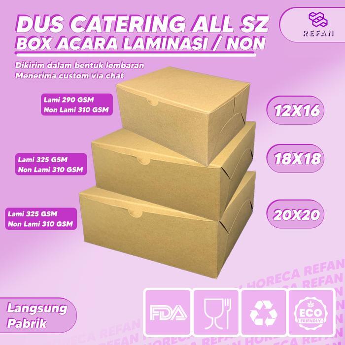 BOX KOTAK NASI COKLAT / DUS KATERING KRAFT / SNACK BOX COKLAT 325 GSM