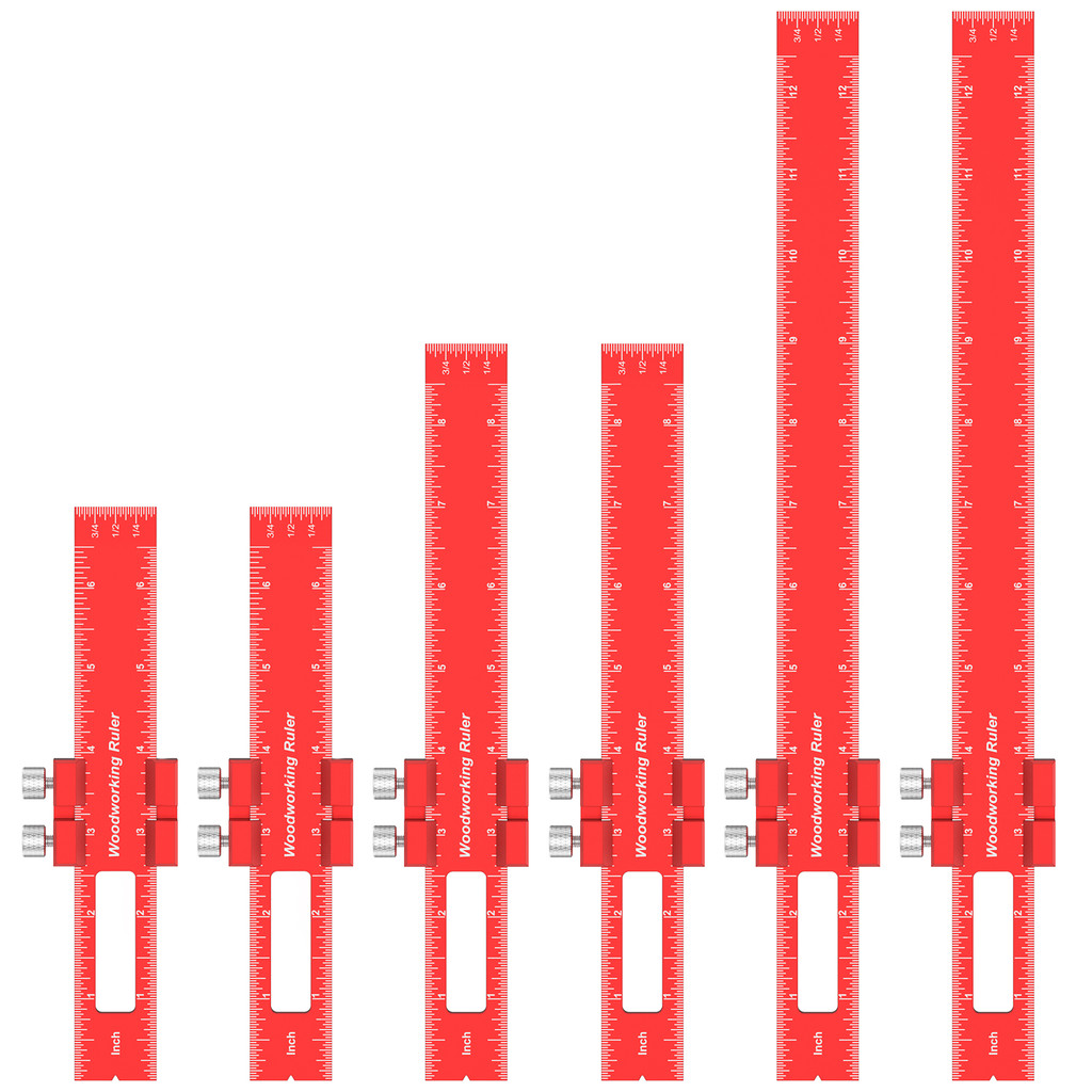 6 Pcs Woodworking Ruler Precision Wood Marking Ruler T Track Woodworking Scribing Ruler 6/8/12 Inch 