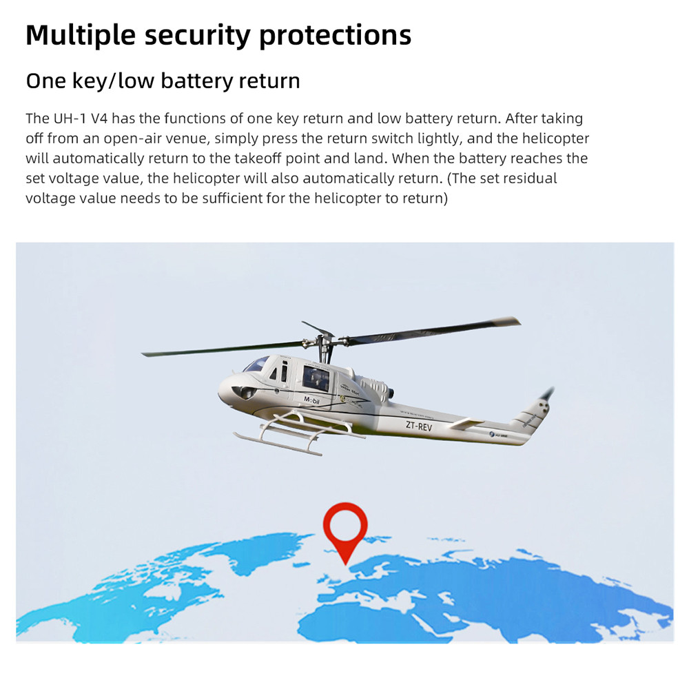 FLYWING UH1 RC helicopter v4 New ACE flight control UH1 V4 450 class Huey UH1 Scale Helicopter