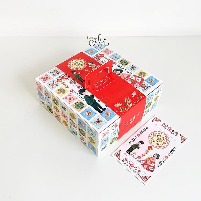 (BOX 20 x 20 x 8 cm IMLEK) kotak kue bolu lapis legit cny sincia (10 pcs)