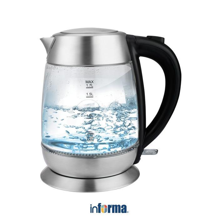 Informa Kels 1.7 Ltr Dean Teko Listrik Transparan Pemanas Air Alat Masak Pendidiih Perlengkapan