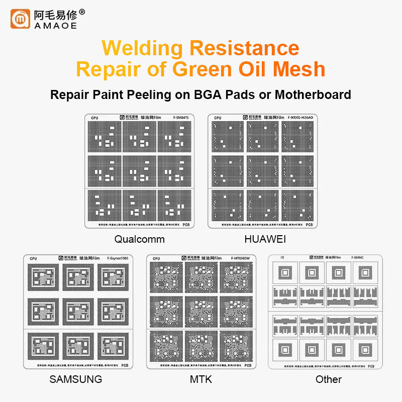 STOK TERBATAS  AMAOE Solder Mask Repair BGA Reballing Net HI36A0 HI3690 Kirin 980 990 9000 9000s Mot