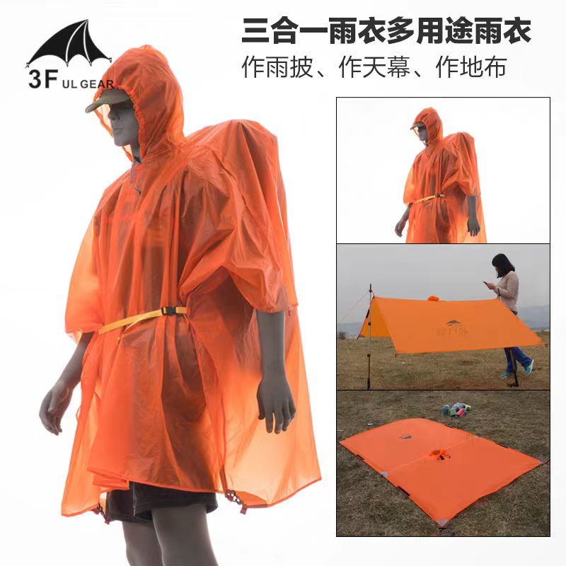 3F UL GEAR Lightweight Hiking Poncho, Waterproof Backpack Poncho Raincoat for Outdoor Trekking,