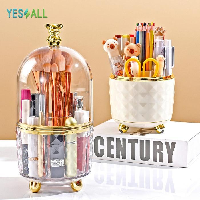 YESALL rak makeup kosmetik crystal transparan aesthetic rak kosmetik putar 360 derajat aesthetic