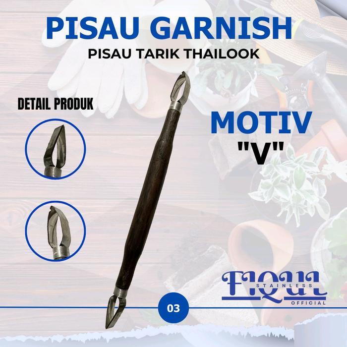 Premium Pisau Garnish Tarik Ukir Daun Original