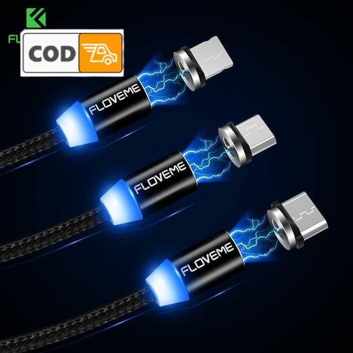 Kabel Charger Type C Hp Magnetic 1 Meter USB LED Fast Charging Cas Handphone Smartphone Magnetik