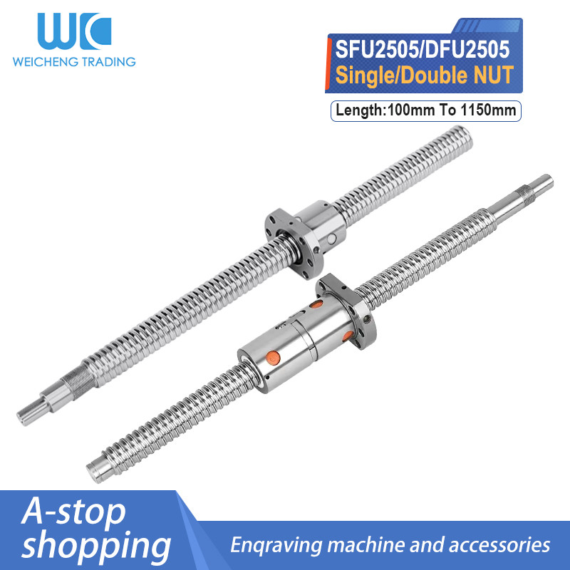 STOK TERBATAS!  1PC Ball Screw SFU2505 DFU2505 Ball Screw C7 With 2505 Flange Single/DOUBLE Ball Nut
