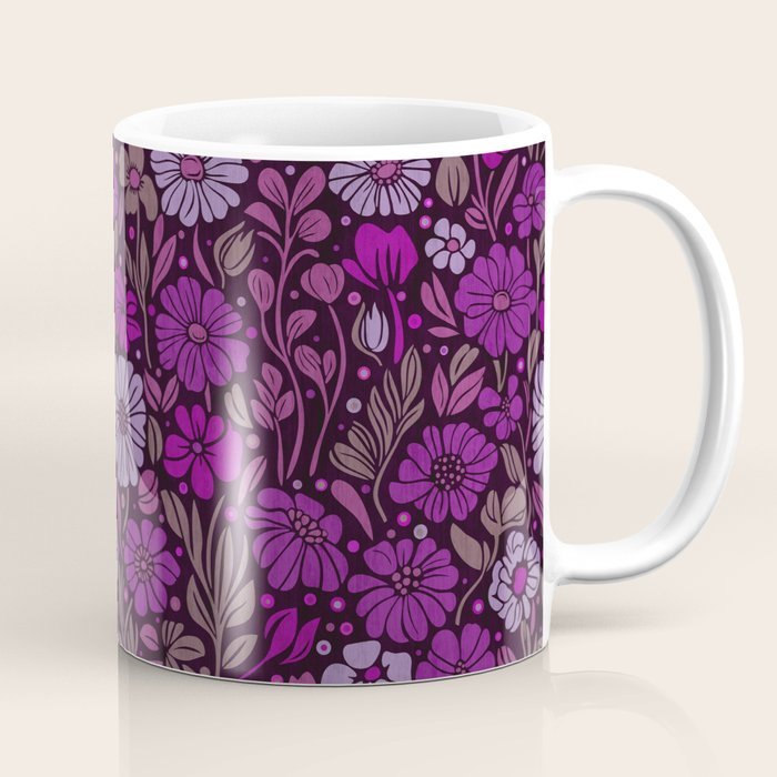 Mug Kopi Fuchsia Motif Blok Musim Panas Abadi Suasana Pedesaan Taman Bunga