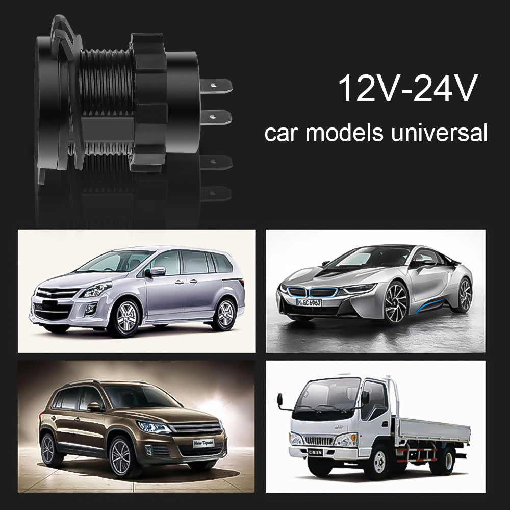 18W QC 3.0 USB Phone Car Charger Socket Digital Display Voltmeter USB Charger Socket With ON-OFF