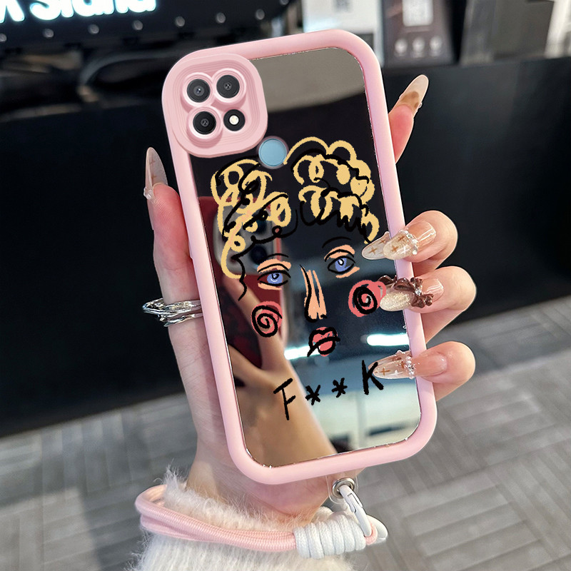 Casing Hp untuk OPPO A15 A15s A35 4G Case Casing potret pola Silikon Softcase Kasing HP tali gantung