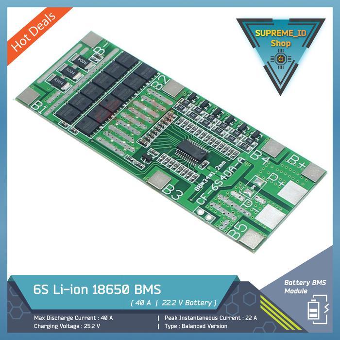 TERLARIS 6S 22.2V Li-ion Lithium 18650 BMS Battery Charger Module 25.2V 40A SALE