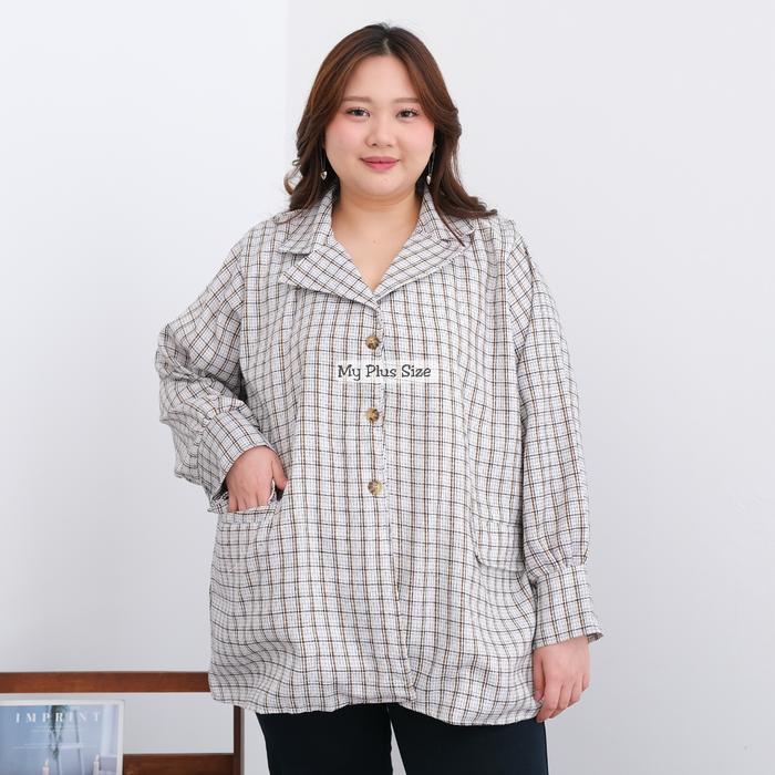 My Plus Size - Blazer Kotak Jumbo Wanita 4002, Ld 128, 135 & 145 Cm Blazer Jumbo Wanita Blazer