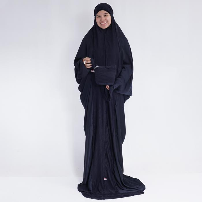 Alfauzi - Mukena Silk Terusan Hitam / Mukena Dewasa / Mukena Jumbo