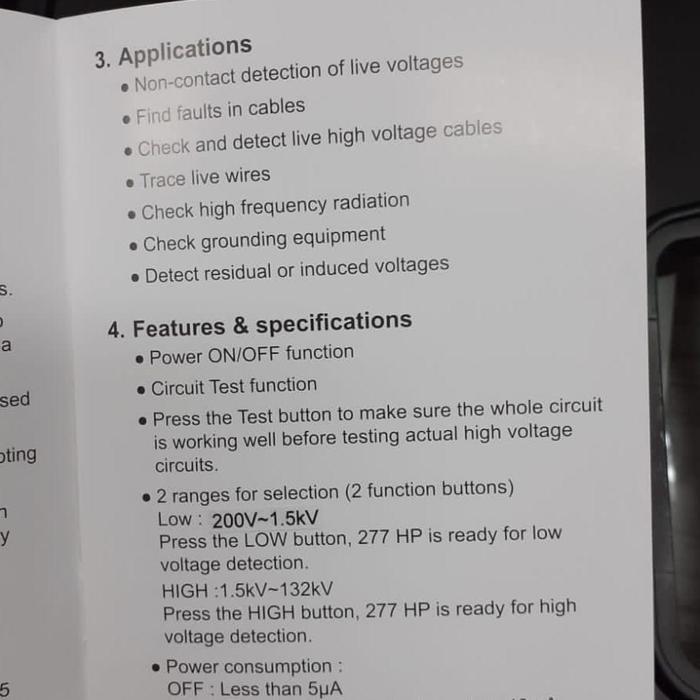 SEW 277 HP NON-CONTACT HIGH VOLTAGE DETECTOR