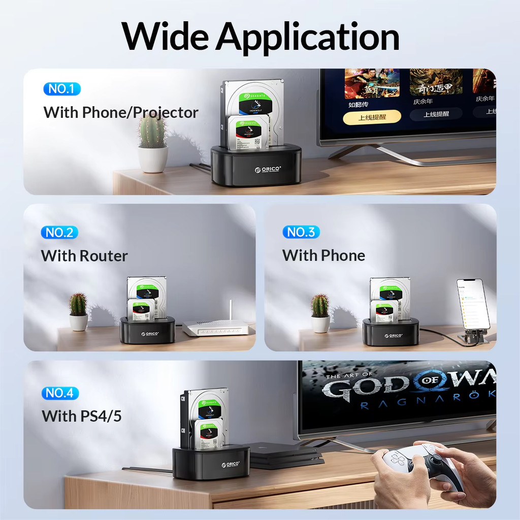 ORICO Dual Bay HDD Docking Station with Offline Clone SATA to USB 3.0 HDD Clone Docking Station for