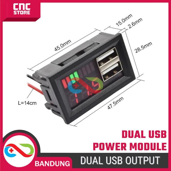 Modul Indikator Tegangan Baterai 12V-24V Dual USB Output Charger HP/Mobile Phone dengan Auto