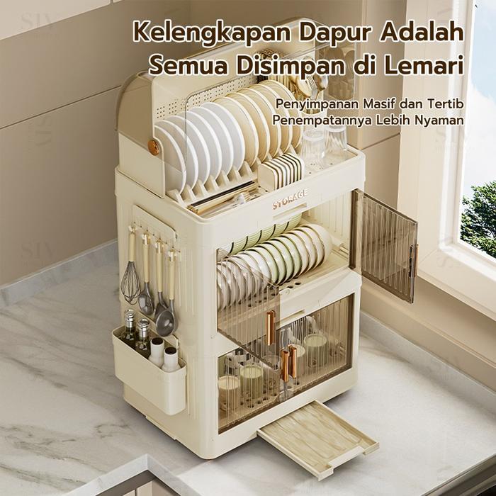 50Cm BesarSiv Rak Piring Plastik Tertutup Rak Pengering Piring Lipat Rak Cuci Piring Rak Mangkok