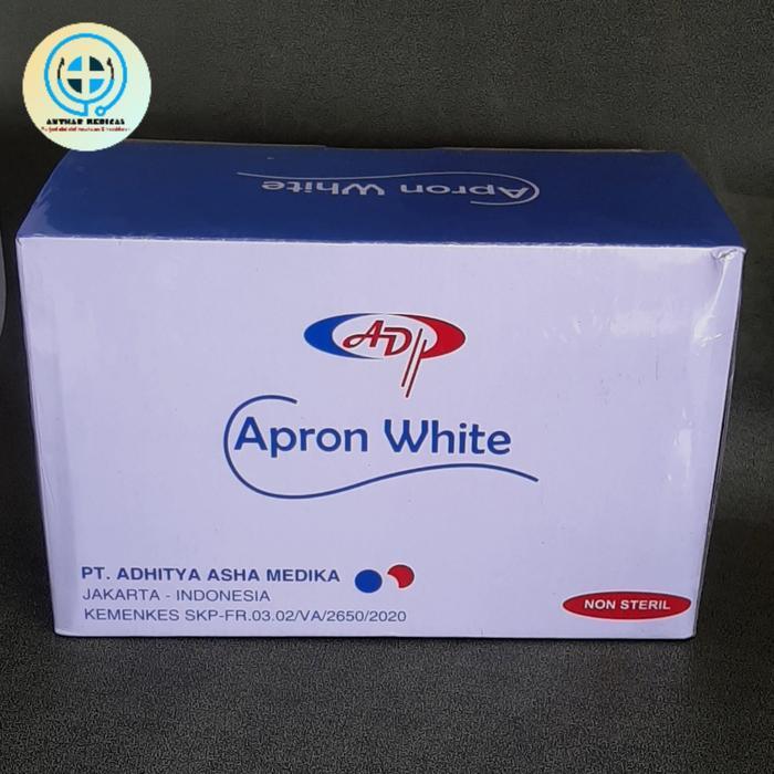 Plastik Apron White Celemek Medis Isi 100Pcs / Apron Plastik Sekali Pakai Isi 100Pc Terlaris