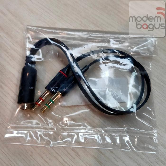 Splitter Audio Jack Female Ke Dual Male 3.5Mm Earphone Hp Ke Pc Mic Redy Stok