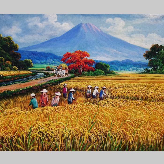 Lukisan pemandangan desa berkualitas